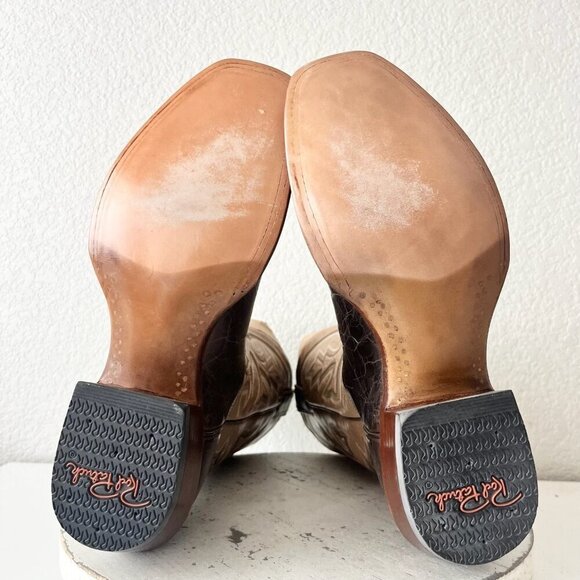 Rod Patrick Mens Cowboy Boots 10AA Antique Mocha Bison Brown Western Blunt Toe - Picture 9 of 11